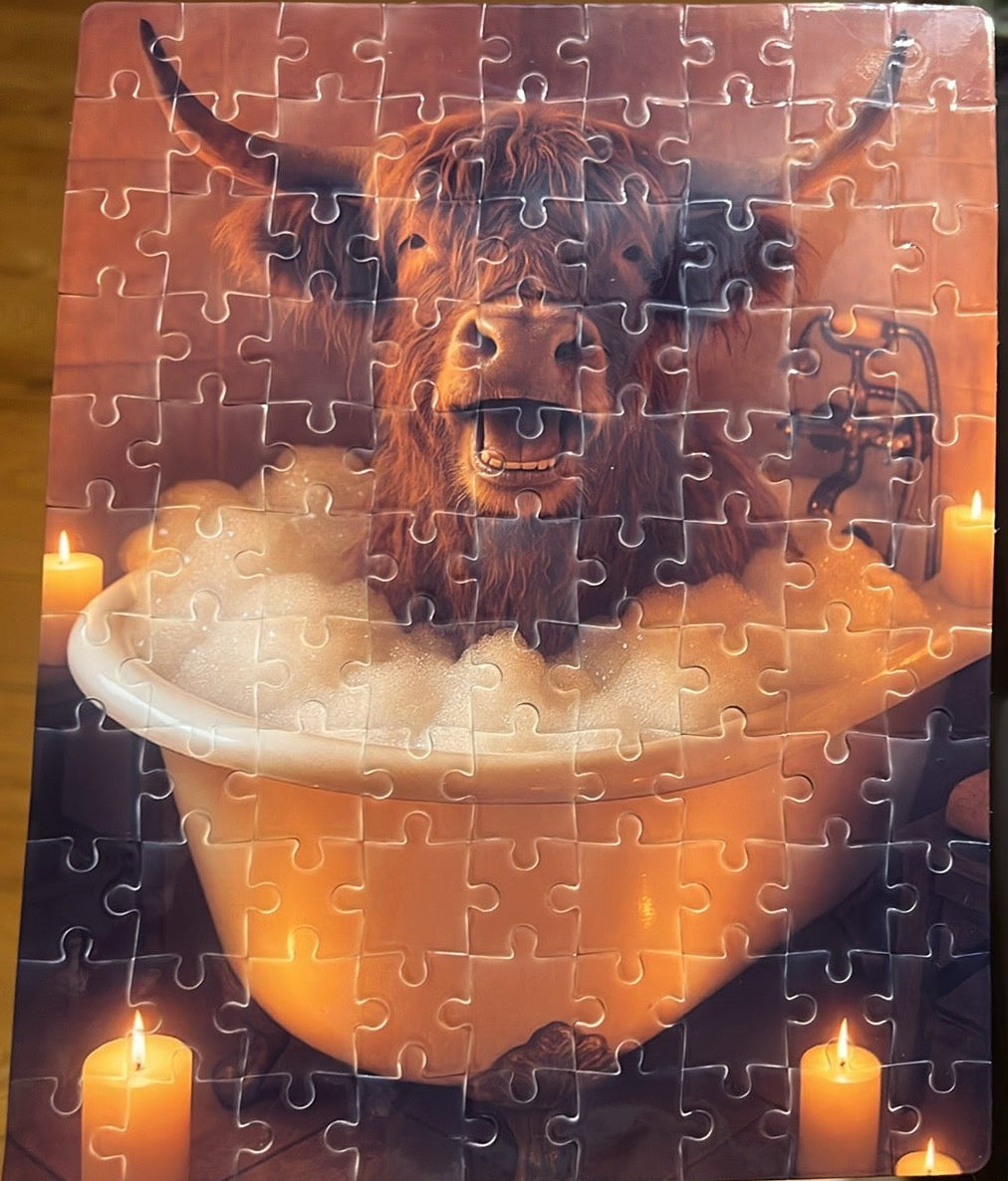 Highland Cow Bubble Bath Puzzle
